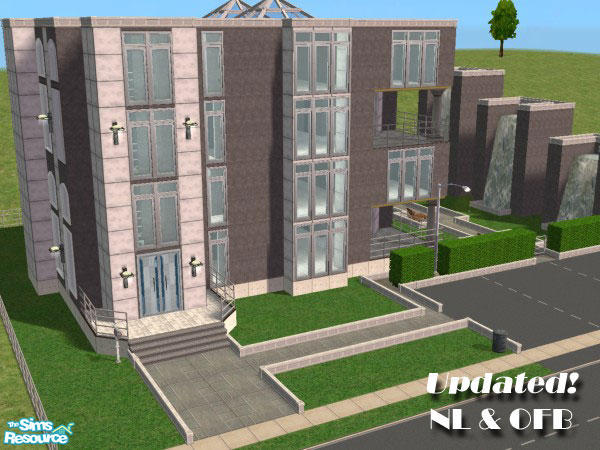 Sims 2 —  by wildstar24 — Metal and stone combine in this modern condominium. Each floor is a private apartment including