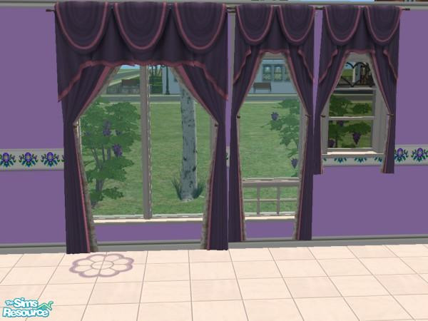 Sims 2 — Lilac Bathroom - Curtains by hatshepsut — Lilac curtains, comes in all 3 sizes.