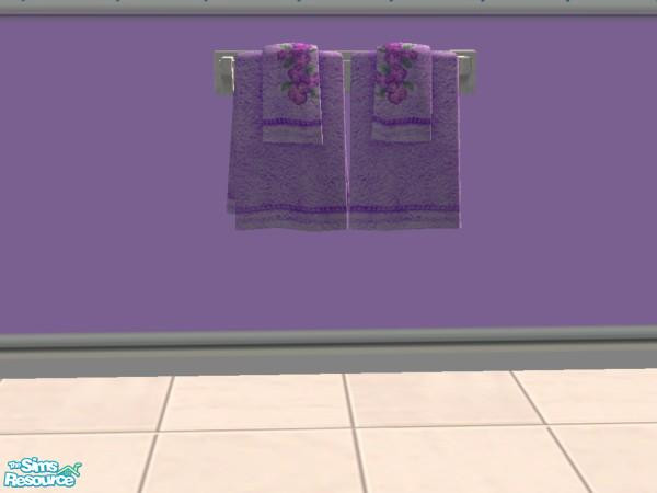 Sims 2 — Lilac Bathroom - towels by hatshepsut — Lilac towels with a simple floral design.