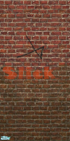 Sims 2 — Industrial Brick Graffiti Slick by Cyclonesue — Mix and match with other brick papers in this set.