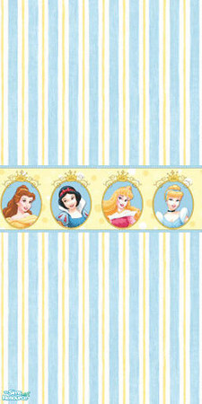 Sims 2 — TL -WallsEtc- DP Portrait BY Wallpaper by TabbyLou — Wallpaper Disney Princesses Portrait in Blue & Yellow
