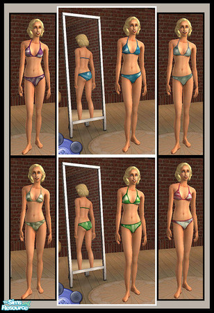 Sims 2 — Tie-Dyed Bikini by Lisasimpsonfan — A fun and flirty set of tie-dyed bikinis. No mesh needed.