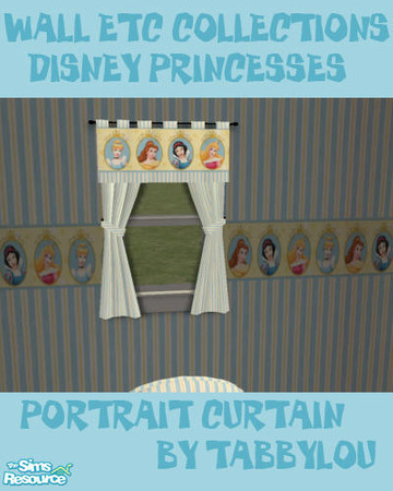 Sims 2 — TL -WallsEtc- DP Portrait BY Curtain by TabbyLou — Curtain (mesh by Solfal, Link Bedlow) Disney Princesses