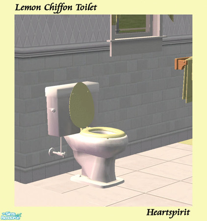 Sims 2 — Lemon Chiffon Toilet by HeartSpirit — Inexpensive toilet in bright white with a lemon chiffon colored seat.