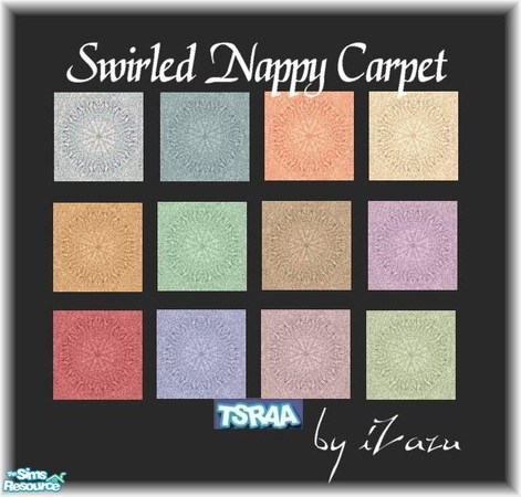Sims 2 — Swirled Nappy Carpeting by iZazu — Swirled Nappy Carpeting Set includes 12 floors in brilliant colors to enhance