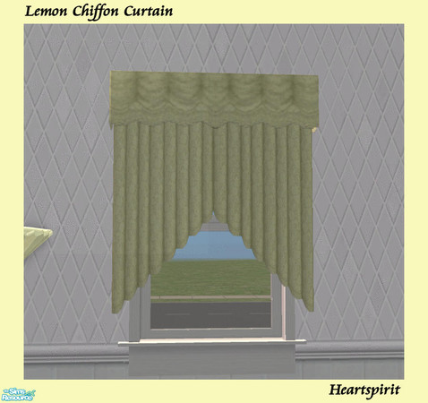 Sims 2 — Lemon Chiffon Curtains by HeartSpirit — Lacey lemon curtains