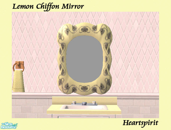 Sims 2 — Lemon Chiffon Mirror by HeartSpirit — An inexpensive mirror in a lemon chiffon color decorated with a leaf