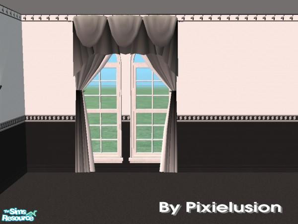 Sims 2 — Monochrome curtains by pixielusion — Part of Monochrome Minimalist set