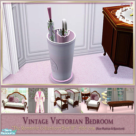Sims 2 —  Victorian Bedroom Add-ons -Umbrellas by Cashcraft — Vintage Victorian Bedroom Part III, "Add-ons" set