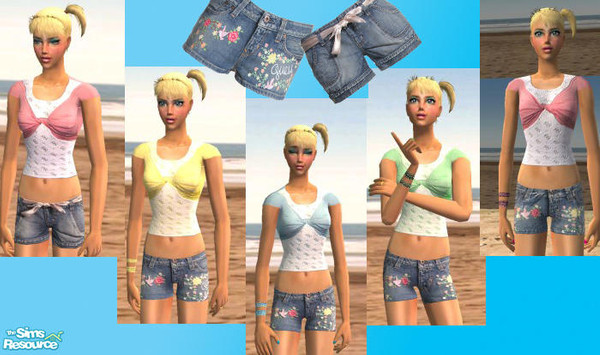 Sims 2 — Beach Babe Set 02 by TSR Archive — One of my Beach Babe Sets. That one comes with boleros and different Guess