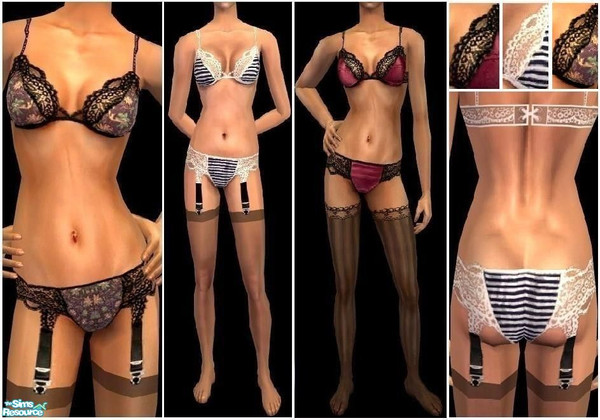 Sims 2 — JPayafundies15 by juttaponath — Lace underwear with stockings for adults and young adults. No mesh or expansion