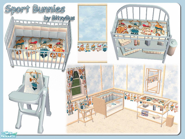 Sims 2 — Sport Bunnies - Nursery Recolor by Bitzybus — Nursery objects recolor set. Can of course be used on any nursery