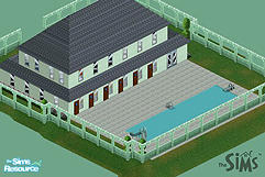 Sims 1 — Fiesta Villa by ladytimedramon — This house was MADE for parties. Downstairs there are 3 mens rooms and 3 ladies