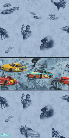 Sims 2 — TL - WallsEtc - Racing Blue - Wallpaper by TabbyLou — Wallpaper for Racing Blue set in Walls Etc Collections by