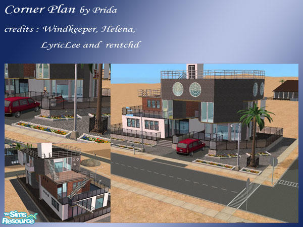 Sims 2 — Corner plan by stonetower — I think this house can be used as a community lot. I hope you like that. P.S. It's