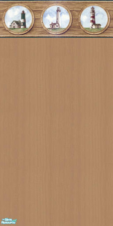 Sims 2 — Lighthouse Portholes by maddox97 — Nice woodgrain panel with Lighthouses through "portholes" border.
