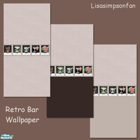 Sims 2 — Retro Bar Wallpaper by Lisasimpsonfan — Set of 3 wallpapers with a retro bar border.