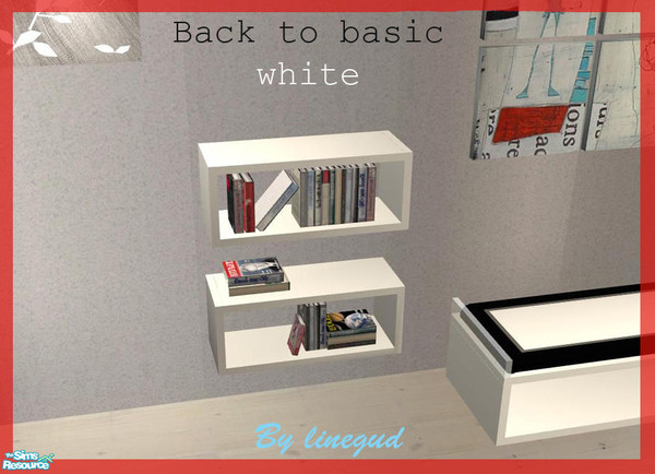 Sims 2 — Back to basic - white recolor - bookcase by linegud — Boockcase recolor...