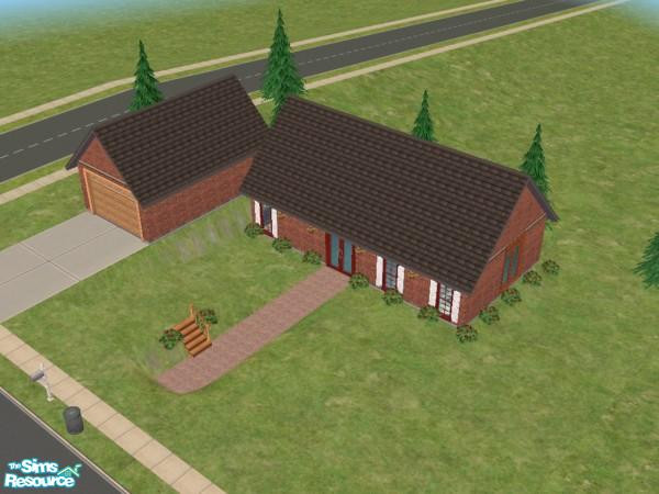 Sims 2 — 5302 Wildoak Rd by treenasims — 1 Bedroom,1 Bathroom,garage and landscaped with bushes and trees.Good starter