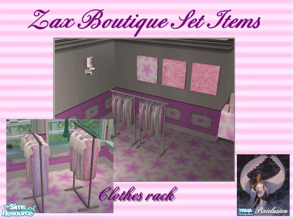 Sims 2 — Boutique clothes rack by pixielusion — Part of Zax Boutique set