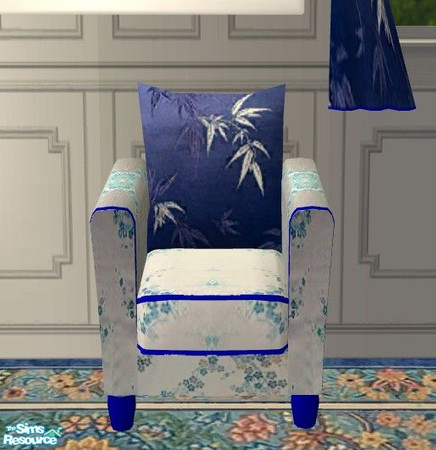 Sims 2 — Arizona Silk Living - Chair by Riverwillows — Arizona recolor in blue and silk, by Riverwillows