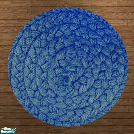 Sims 2 — Hand-Woven Solid Round Rugs - Sea Blue Rug by Riverwillows — Genuine hand-woven, round-braided 3x3 rugs. Perfect