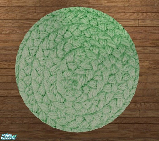 Sims 2 — Hand-Woven Solid Round Rugs - Light Green Rug by Riverwillows — Genuine hand-woven, round-braided 3x3 rugs.