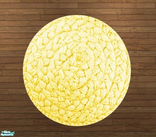 Sims 2 — Hand-Woven Solid Round Rugs - Yellow Rug by Riverwillows — Genuine hand-woven, round-braided 3x3 rugs. Perfect