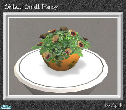 Sims 2 — Sintesi Small Pansy MESH by Spaik — Decorative plant, low poly, base game compliant. The vase and the flowers