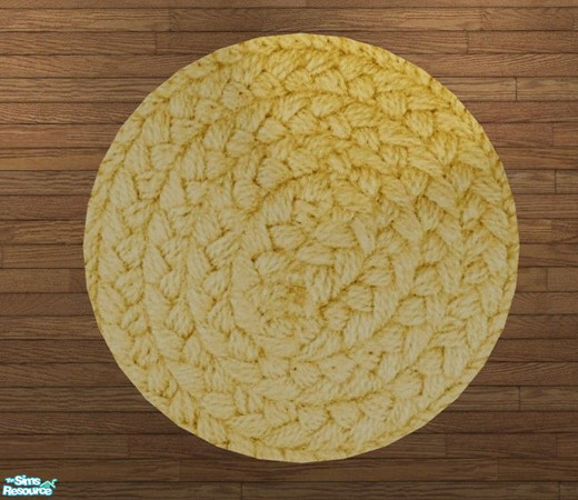 Sims 2 — Hand-Woven Solid Round Rugs - Gold Rug by Riverwillows — Genuine hand-woven, round-braided 3x3 rugs. Perfect for