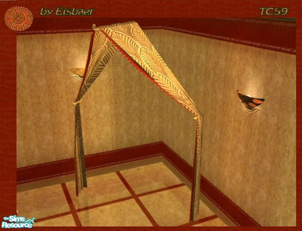 Sims 2 — Romanza Autumn Elegance TC59 - Canopy by Eisbaerbonzo — 2-tile canopy of light brass with designer fabrics and