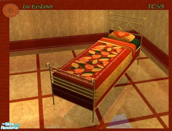 Sims 2 — Romanza Autumn Elegance TC59 - Single Bed Frame by Eisbaerbonzo — Brass framed single bed. Note: bedding not