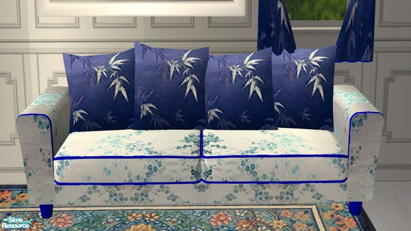 Sims 2 — Arizona Silk Living -  Sofa by Riverwillows — Arizona recolor in blue and silk, by Riverwillows