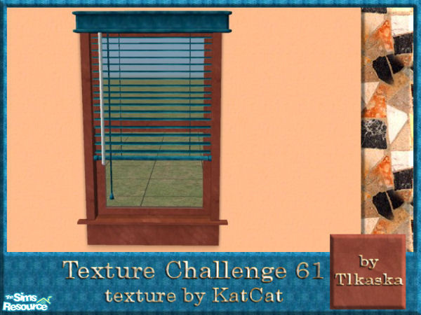 Sims 2 — TC61 KatCat\'s Kitchen - Blinds by tlkaska — This orange tiled kitchen with whethered wood furniture and blue