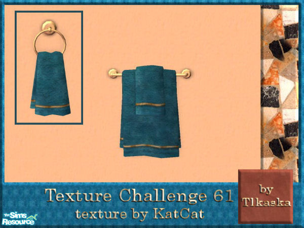 Sims 2 — TC61 KatCat\'s Kitchen - Towels by tlkaska — This orange tiled kitchen with whethered wood furniture and blue