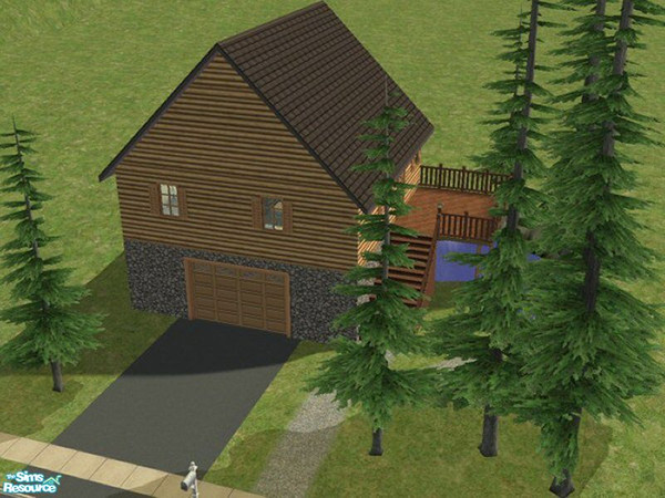 Sims 2 — Starter Cabin by Helenloki — Small cabin with 2 bedrooms and basement garage, ideal for small family just