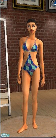 Sims 2 — cube bathing suit by lazyviolet — cut out one piece bathing suit in a purple, blue and green cube pattern.