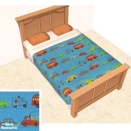Sims 2 — Kid's Bedding Collection - Cars by agaliha5 — there is a nursey set in this fabric in my creations as well