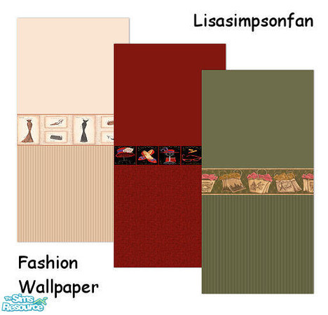 Sims 2 — Fashion Wallpaper by Lisasimpsonfan — Wallpaper designed with a fashion theme. Good for shops or at home.
