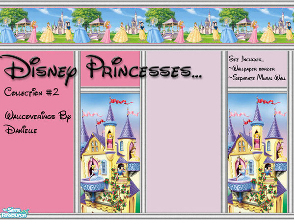 Sims 2 — Disney Princess Collection II by dancbauer — Wallcoverings by Danielle All your favorite Disney Princesses are