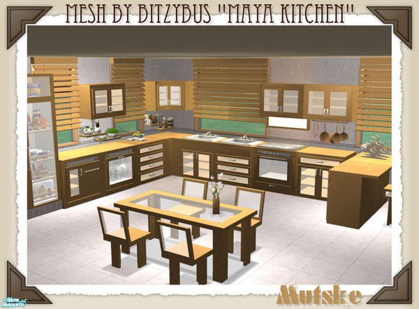 Sims 2 — Kitchen recolor Toffee by Mutske — Kitchen recolor of the Maya Kitchen set by BitzyBus in Toffee. 