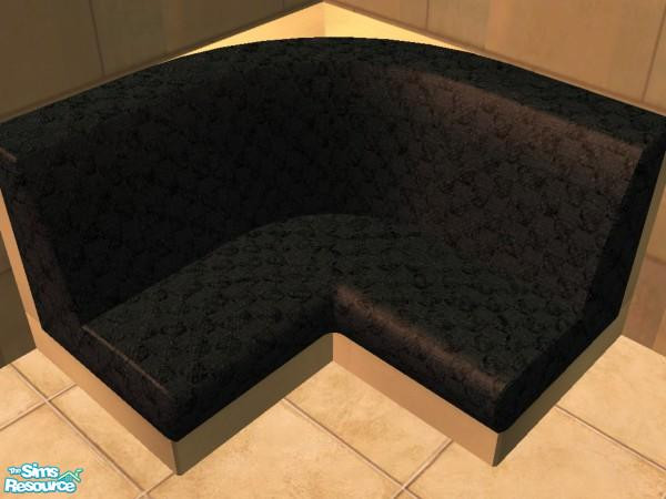 Sims 2 — Pharaoh's Restaurant - Dining - Booth by luvs10s — Black cloth textured booth with gold wood. Recolour of Maxis