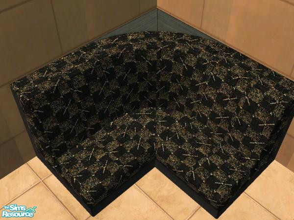 Sims 2 — Pharaoh's Restaurant - Dining - Booth by luvs10s — Gold and Black cloth textured booth with black wood. Recolour