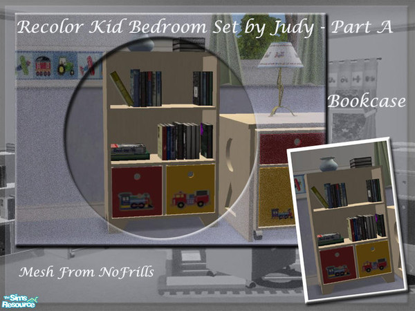 Sims 2 — Judy Little Kid Bedroom Set-Bookcase by judyhugsnoopy — Recolor of "NoFrills Litter Thinker Bookcase"