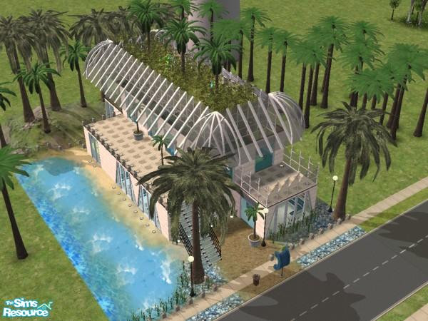 Sims 2 — Beachhouse Bar & Grill by TheNumbersWoman — A restaurant placed in a beach setting with an atrium in the