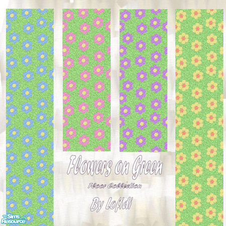 Sims 2 — Flowers on Green by lofidi — "Flowers on Green" set includes 4 new carpets for your sims, especially