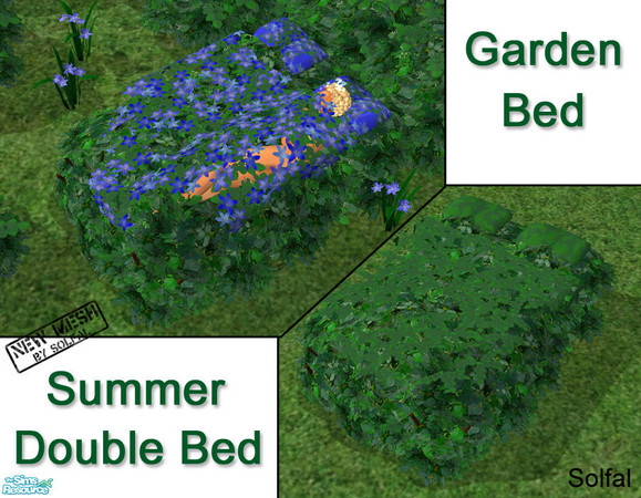 Sims 2 — Garden Dream Double bed by solfal — Sleep in the garden. Use it with the garden dream beddings.