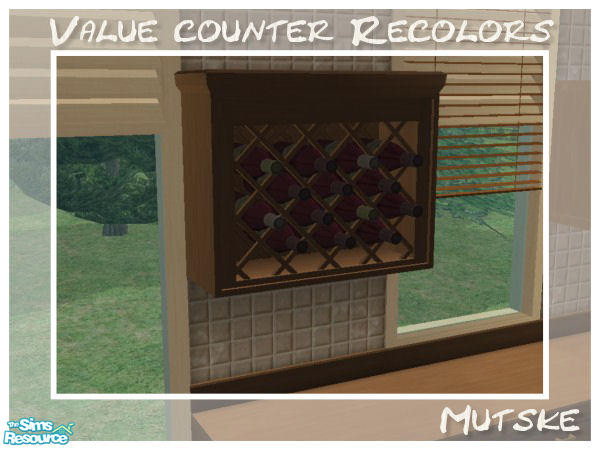 Sims 2 — Juice Rack Mocha by Mutske — Recolors from the Value Counter and the Juice Rack. Uppercabinets are made by