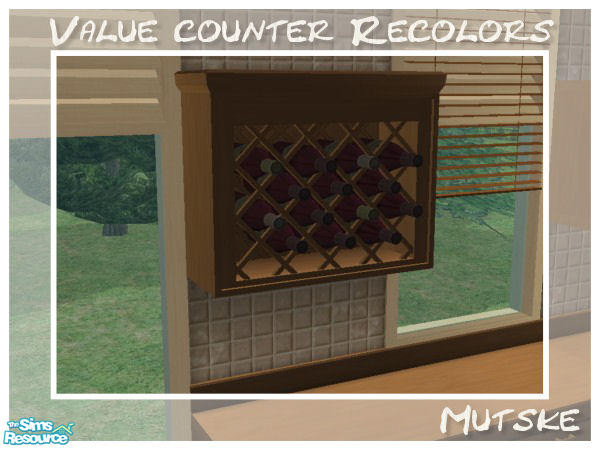 Sims 2 — Juice Rack Cafe by Mutske — Recolors from the Value Counter and the Juice Rack. Uppercabinets are made by