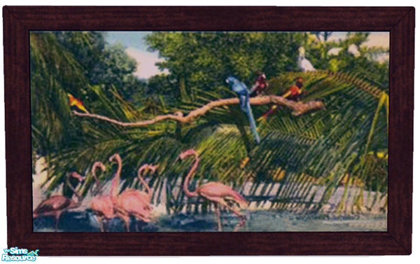 Sims 2 — Nifty 50's Pink Flamingo Painting by dancingaphrodite — Was there anything hotter than pink flamingos in the